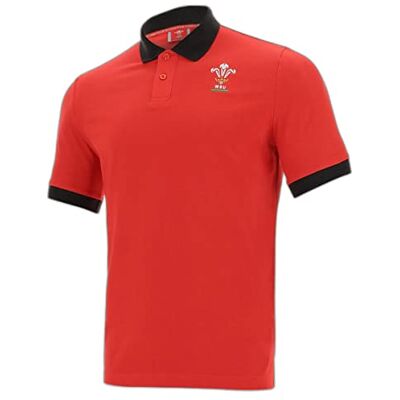 Macron Unisex WRU Merch Ca Lf Cotton Poly Polo Piquet Ss Sr Red/Blk Polo Shirt Macron Unisex WRU Merch Ca Lf Cotton Poly Polo Piquet Ss Sr Red/Blk Polo Shirt