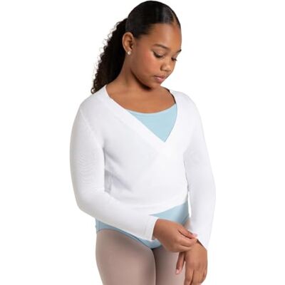 Capezio Damen Wrap Sweater Girls Wickelpullover, Weiß, 6 Jahre EU Capezio Damen Wrap Sweater Girls Wickelpullover, Weiß, 6 Jahre EU