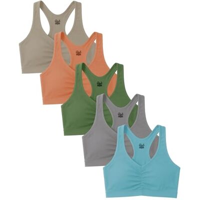 Sexy Basics Damen-BH, Baumwolle, Spandex, Racerback-BH, 4-Wege-Stretch, Pullover, Workout, Sport BHS (Multipack), 5er-Pack, Metalltöne, XX-Large Sexy Basics Damen-BH, Baumwolle, Spandex, Racerback-BH, 4-Wege-Stretch, Pullover, Workout, Sport BHS (Multipack), 5er-Pack, Metalltöne, XX-Large