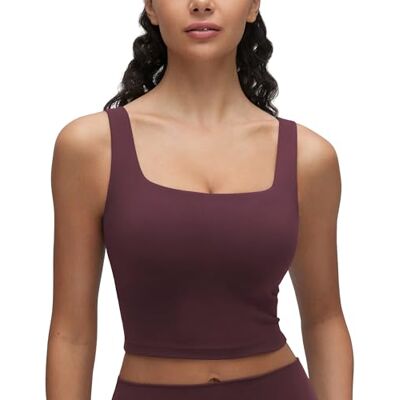 CRZ YOGA Butterluxe Square Neck Crop Top Leichter Halt, Herausnehmbare Pads, Yoga, Extrem Weich, Breite Träger, Longline Sport BHs für Damen CRZ YOGA Butterluxe Square Neck Crop Top Leichter Halt, Herausnehmbare Pads, Yoga, Extrem Weich, Breite Träger, Longline Sport BHs für Damen