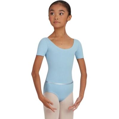 Capezio Scoop Neck Short Sleeve Leotard Girls, Light Blue, Large Capezio Scoop Neck Short Sleeve Leotard Girls, Light Blue, Large