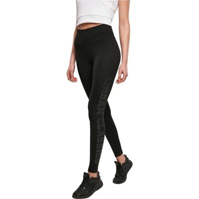 Urban Classics Damen High Waist Leggings Yoga-Fitness-Hose, lange Streetwear- & Sporthose mit tonalem Logo Schriftzug, Größen XS 5XL Urban Classics Damen High Waist Leggings Yoga-Fitness-Hose, lange Streetwear- & Sporthose mit tonalem Logo Schriftzug, Größen XS 5XL