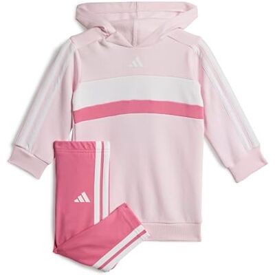 Adidas Baby Girls SEASONAL ESSENTIALS TIBERIO 3 STRIPES FLEECE LEGGINGS SET, clear pink/pink fusion/white, 3-4 Years Adidas Baby Girls SEASONAL ESSENTIALS TIBERIO 3 STRIPES FLEECE LEGGINGS SET, clear pink/pink fusion/white, 3-4 Years