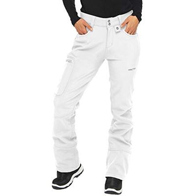 ARCTIX Damen Sarah Softshellhose mit Fleece-Futter Skihose, Weiss/opulenter Garten, Medium Short ARCTIX Damen Sarah Softshellhose mit Fleece-Futter Skihose, Weiss/opulenter Garten, Medium Short