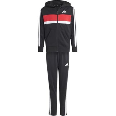 Adidas Unisex Kinder Seasonal Essentials Tiberio 3 Stripes French Terry Track Suit, black/white/ruby, 11-12 Years Adidas Unisex Kinder Seasonal Essentials Tiberio 3 Stripes French Terry Track Suit, black/white/ruby, 11-12 Years