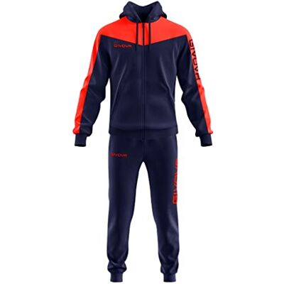 Givova Unisex Tuta Roma Con Cappuccio Polarfleece Jogginganzug, Rouge/bleu, XL Givova Unisex Tuta Roma Con Cappuccio Polarfleece Jogginganzug, Rouge/bleu, XL