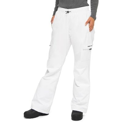 ARCTIX Damen Lumi Cargo-Schneehose Zum Überziehen, mit Fleece Gefüttert, weiß, Large (12-14) Short ARCTIX Damen Lumi Cargo-Schneehose Zum Überziehen, mit Fleece Gefüttert, weiß, Large (12-14) Short