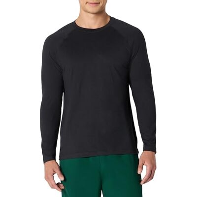 Amazon Herren Sportliches, Weiches und Leichtes Langarm-Funktionsshirt, Trainingshemd fürs Fitnessstudio, Schwarz Space-dye, XXL Amazon Herren Sportliches, Weiches und Leichtes Langarm-Funktionsshirt, Trainingshemd fürs Fitnessstudio, Schwarz Space-dye, XXL