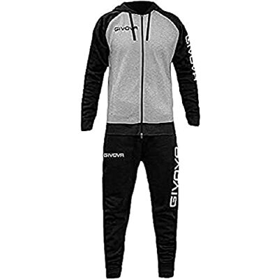 Givova TUTA SUPER KING FELPA GRIGIO MELANGE CHIARO/NERO Tg. 3XL Givova TUTA SUPER KING FELPA GRIGIO MELANGE CHIARO/NERO Tg. 3XL