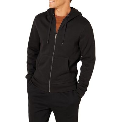 Amazon Herren Fleece-Kapuzenpulli mit durchgehendem Reißverschluss (erhältlich in den Größen Big & Tall), Schwarz, 3XL Tall Amazon Herren Fleece-Kapuzenpulli mit durchgehendem Reißverschluss (erhältlich in den Größen Big & Tall), Schwarz, 3XL Tall