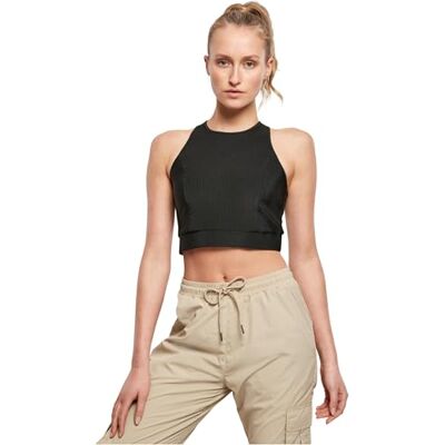 Urban Classics Damen Ladies Cropped Shiny Rib Top Urban Classics Damen Ladies Cropped Shiny Rib Top