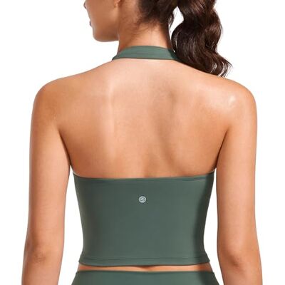 CRZ YOGA Butterluxe Neckholder Crop Tank Tops Leichter Halt, Herausnehmbare Pads, Yoga, Extrem Weich, Offener Rücken, Longline Sport BHs für Damen CRZ YOGA Butterluxe Neckholder Crop Tank Tops Leichter Halt, Herausnehmbare Pads, Yoga, Extrem Weich, Offener Rücken, Longline Sport BHs für Damen