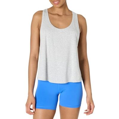 Amazon Damen Relaxed Fit Tank Top Weit, Active Soft Cotton Leichtes Yoga-Workout-Tanktop mit Racerback, Hellgrau Meliert, L Amazon Damen Relaxed Fit Tank Top Weit, Active Soft Cotton Leichtes Yoga-Workout-Tanktop mit Racerback, Hellgrau Meliert, L