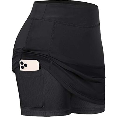 BLEVONH Sommer-Tennisrock für Damen mit Shorts darunter, Pickleball, athletisch, Workout und Golf-Skorts mit Taschen, Schwarz, X-Groß BLEVONH Sommer-Tennisrock für Damen mit Shorts darunter, Pickleball, athletisch, Workout und Golf-Skorts mit Taschen, Schwarz, X-Groß