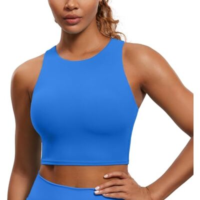 CRZ YOGA Butterluxe High Neck Crop Tank Tops Leichter Halt, Herausnehmbare Pads, Yoga, Extrem Weich, Racerback, Longline Sport BHs für Damen CRZ YOGA Butterluxe High Neck Crop Tank Tops Leichter Halt, Herausnehmbare Pads, Yoga, Extrem Weich, Racerback, Longline Sport BHs für Damen