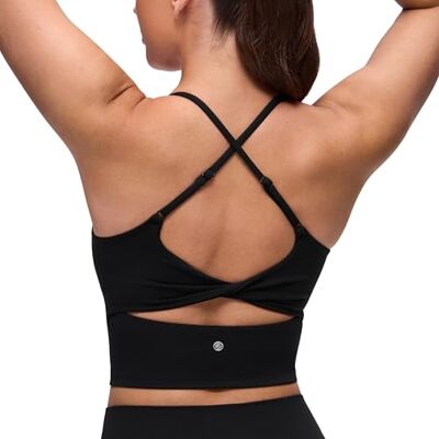 CRZ YOGA Butterluxe Twist Back Crop Tank Tops Leichter Halt, Herausnehmbare Pads, Yoga, Extrem Weich, Cut-Out Rücken, Verstellbare Träger, Longline Sport BHs für Damen CRZ YOGA Butterluxe Twist Back Crop Tank Tops Leichter Halt, Herausnehmbare Pads, Yoga, Extrem Weich, Cut-Out Rücken, Verstellbare Träger, Longline Sport BHs für Damen