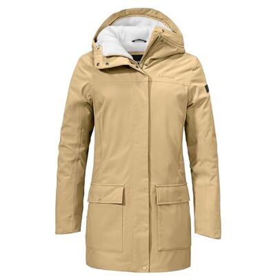 Schöffel Damen Ins. Parka Rotterdam L Mantel, Sand Drift, 42 Schöffel Damen Ins. Parka Rotterdam L Mantel, Sand Drift, 42