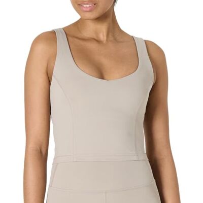 Amazon Damen Sporttop mit Integriertem BH, Aktives FormFlex-Tanktop mit Leichtem Halt und Verkürztem Schnitt, Butterweich, Taupe, S Amazon Damen Sporttop mit Integriertem BH, Aktives FormFlex-Tanktop mit Leichtem Halt und Verkürztem Schnitt, Butterweich, Taupe, S