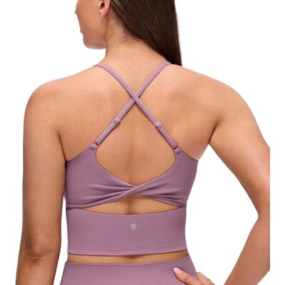 CRZ YOGA Butterluxe Twist Back Crop Tank Tops Leichter Halt, Herausnehmbare Pads, Yoga, Extrem Weich, Cut-Out Rücken, Verstellbare Träger, Longline Sport BHs für Damen CRZ YOGA Butterluxe Twist Back Crop Tank Tops Leichter Halt, Herausnehmbare Pads, Yoga, Extrem Weich, Cut-Out Rücken, Verstellbare Träger, Longline Sport BHs für Damen