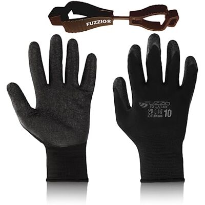 FUZZIO 24 Paar Latex besichtet Garten Arbeitshandschuhe Handschuh-Klammern XL-10 Schwarz FUZZIO 24 Paar Latex besichtet Garten Arbeitshandschuhe Handschuh-Klammern XL-10 Schwarz