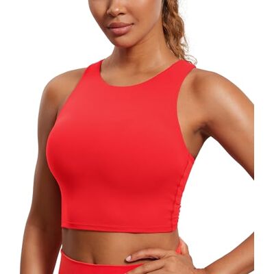 CRZ YOGA Butterluxe High Neck Crop Tank Tops Leichter Halt, Herausnehmbare Pads, Yoga, Extrem Weich, Racerback, Longline Sport BHs für Damen CRZ YOGA Butterluxe High Neck Crop Tank Tops Leichter Halt, Herausnehmbare Pads, Yoga, Extrem Weich, Racerback, Longline Sport BHs für Damen