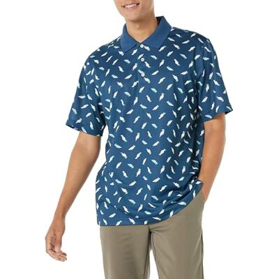 Amazon Herren Golf-Poloshirt, Schnell trocknend, Kurzarm, Grünblau Vogelmuster, XL Amazon Herren Golf-Poloshirt, Schnell trocknend, Kurzarm, Grünblau Vogelmuster, XL