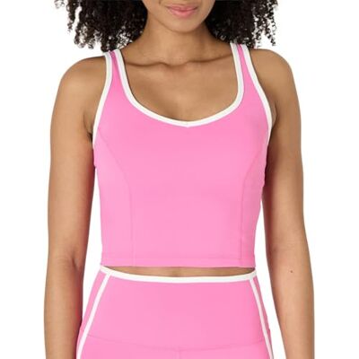 Amazon Damen Sporttop mit Integriertem BH, Aktives FormFlex-Tanktop mit Leichtem Halt und Verkürztem Schnitt, Butterweich, Flamingo Rosa/Weiß, XXL Amazon Damen Sporttop mit Integriertem BH, Aktives FormFlex-Tanktop mit Leichtem Halt und Verkürztem Schnitt, Butterweich, Flamingo Rosa/Weiß, XXL