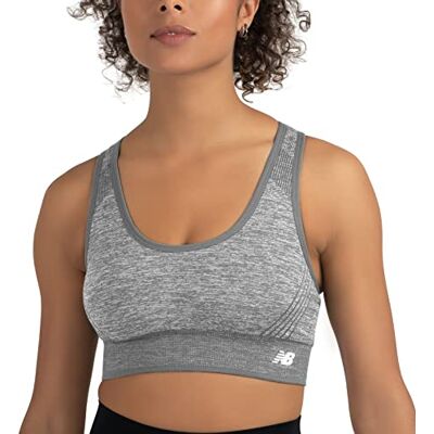 Balance Nahtloser Damen-Sport-BH mit Racerback, gepolstert, für Workout, Yoga, Rauchquartz, Large Balance Nahtloser Damen-Sport-BH mit Racerback, gepolstert, für Workout, Yoga, Rauchquartz, Large