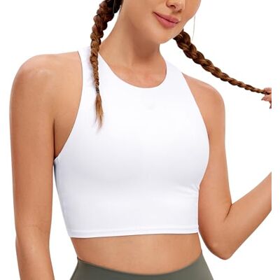 CRZ YOGA Butterluxe High Neck Crop Tank Tops Leichter Halt, Herausnehmbare Pads, Yoga, Extrem Weich, Racerback, Longline Sport BHs für Damen CRZ YOGA Butterluxe High Neck Crop Tank Tops Leichter Halt, Herausnehmbare Pads, Yoga, Extrem Weich, Racerback, Longline Sport BHs für Damen