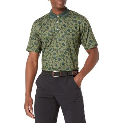 Amazon Herren Golf-Poloshirt, Schnell trocknend, Kurzarm, Olivgrün Hibiskusblume, XL Amazon Herren Golf-Poloshirt, Schnell trocknend, Kurzarm, Olivgrün Hibiskusblume, XL