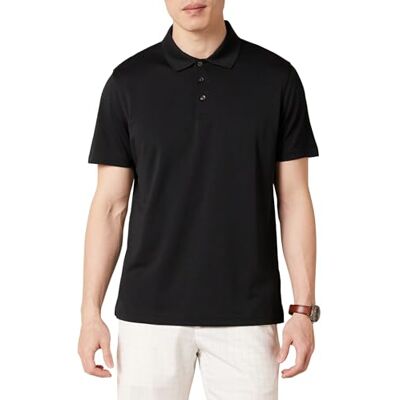 Amazon Herren Golf-Poloshirt, kurzärmelig, Dri-Fit, schmale Passform, schnelltrocknend, Schwarz, Größe S Amazon Herren Golf-Poloshirt, kurzärmelig, Dri-Fit, schmale Passform, schnelltrocknend, Schwarz, Größe S