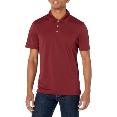 Amazon Herren Golf-Poloshirt, kurzärmelig, Dri-Fit, schmale Passform, schnelltrocknend, Sattes Burgunderrot, Größe XL Amazon Herren Golf-Poloshirt, kurzärmelig, Dri-Fit, schmale Passform, schnelltrocknend, Sattes Burgunderrot, Größe XL