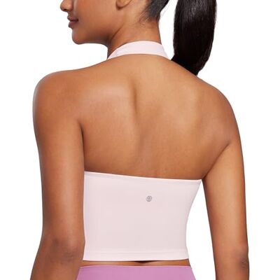 CRZ YOGA Butterluxe Neckholder Crop Tank Tops Leichter Halt, Herausnehmbare Pads, Yoga, Extrem Weich, Offener Rücken, Longline Sport BHs für Damen CRZ YOGA Butterluxe Neckholder Crop Tank Tops Leichter Halt, Herausnehmbare Pads, Yoga, Extrem Weich, Offener Rücken, Longline Sport BHs für Damen