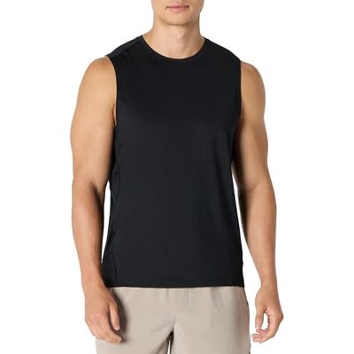 Amazon Herren Leichtes, Schnelltrocknendes und Feuchtigkeitsableitendes Sport-Muskelshirt aus Tech Stretch, Ärmellos, Schwarz, M Amazon Herren Leichtes, Schnelltrocknendes und Feuchtigkeitsableitendes Sport-Muskelshirt aus Tech Stretch, Ärmellos, Schwarz, M
