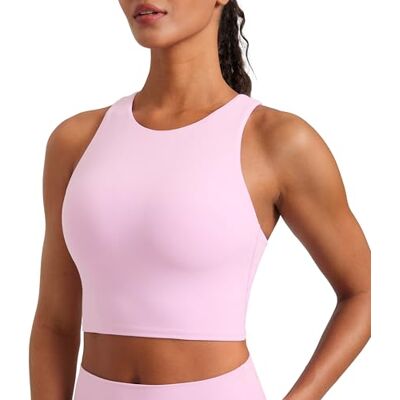 CRZ YOGA Butterluxe High Neck Crop Tank Tops Leichter Halt, Herausnehmbare Pads, Yoga, Extrem Weich, Racerback, Longline Sport BHs für Damen CRZ YOGA Butterluxe High Neck Crop Tank Tops Leichter Halt, Herausnehmbare Pads, Yoga, Extrem Weich, Racerback, Longline Sport BHs für Damen