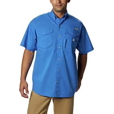 Columbia Standard Herren Bonehead Kurzarm-Arbeitshemd, bequem und atmungsaktiv, Vivid Blue, Größe XL Columbia Standard Herren Bonehead Kurzarm-Arbeitshemd, bequem und atmungsaktiv, Vivid Blue, Größe XL