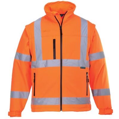 Portwest S428 Warnschutz-Softshell-Jacke Fleecegefüttert Abnehmbare Ärmel Orange, XL, EN ISO 20471, UPF 40+, Unisex, Polyester Bahn, Brusttasche mit Reißverschluss, 6% Elasthan, 5 Taschen, Langarm Portwest S428 Warnschutz-Softshell-Jacke Fleecegefüttert Abnehmbare Ärmel Orange, XL, EN ISO 20471, UPF 40+, Unisex, Polyester Bahn, Brusttasche mit Reißverschluss, 6% Elasthan, 5 Taschen, Langarm