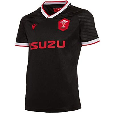Macron Wales Wru Kinder Rugby-Shirt - Schwarz Macron Wales Wru Kinder Rugby-Shirt - Schwarz