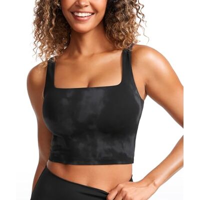 CRZ YOGA Butterluxe Square Neck Crop Top Leichter Halt, Herausnehmbare Pads, Yoga, Extrem Weich, Breite Träger, Longline Sport BHs für Damen CRZ YOGA Butterluxe Square Neck Crop Top Leichter Halt, Herausnehmbare Pads, Yoga, Extrem Weich, Breite Träger, Longline Sport BHs für Damen