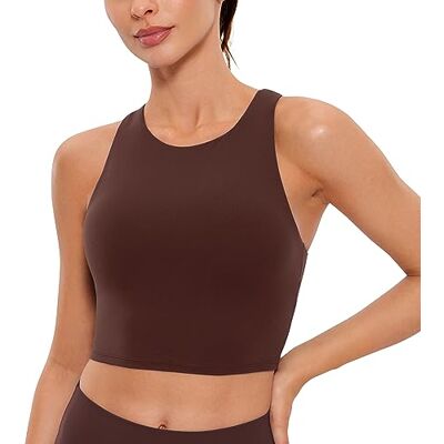 CRZ YOGA Butterluxe High Neck Crop Tank Tops Leichter Halt, Herausnehmbare Pads, Yoga, Extrem Weich, Racerback, Longline Sport BHs für Damen CRZ YOGA Butterluxe High Neck Crop Tank Tops Leichter Halt, Herausnehmbare Pads, Yoga, Extrem Weich, Racerback, Longline Sport BHs für Damen