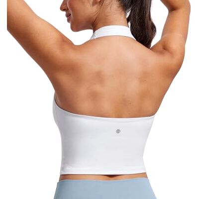 CRZ YOGA Butterluxe Neckholder Crop Tank Tops Leichter Halt, Herausnehmbare Pads, Yoga, Extrem Weich, Offener Rücken, Longline Sport BHs für Damen CRZ YOGA Butterluxe Neckholder Crop Tank Tops Leichter Halt, Herausnehmbare Pads, Yoga, Extrem Weich, Offener Rücken, Longline Sport BHs für Damen