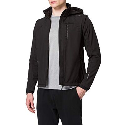 CMP Herren Zip Kapuzenjacke Softshell_3a01787n Jacke, Schwarz, 56 EU CMP Herren Zip Kapuzenjacke Softshell_3a01787n Jacke, Schwarz, 56 EU