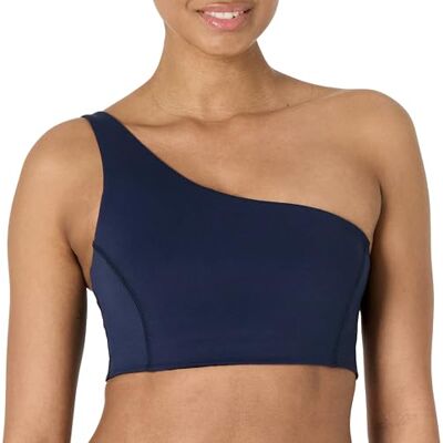 Amazon Damen One Shoulder BH, Active FormFlex Buttery Soft Sport-BH mit Riemchenrücken für Leichten Halt, Marineblau, XL Amazon Damen One Shoulder BH, Active FormFlex Buttery Soft Sport-BH mit Riemchenrücken für Leichten Halt, Marineblau, XL