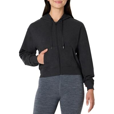 Amazon Damen Athletischer Weicher Leichter Kurz Geschnittener Sport-Workout-Hoodie Mit Reißverschluss, Schwarz Space-dye, XXL Amazon Damen Athletischer Weicher Leichter Kurz Geschnittener Sport-Workout-Hoodie Mit Reißverschluss, Schwarz Space-dye, XXL