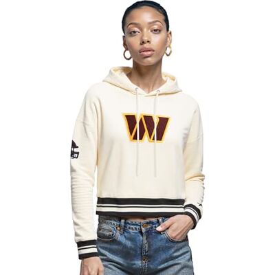 Pro Standard Womens NFL Washington Commanders Retro Classics Cropped Pullover Hoodie Eggshell/Black 2XL Pro Standard Womens NFL Washington Commanders Retro Classics Cropped Pullover Hoodie Eggshell/Black 2XL