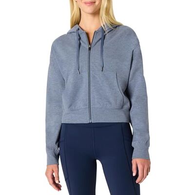 Amazon Damen Athletischer Weicher Leichter Kurz Geschnittener Sport-Workout-Hoodie Mit Reißverschluss, Schiefer Space-dye, S Amazon Damen Athletischer Weicher Leichter Kurz Geschnittener Sport-Workout-Hoodie Mit Reißverschluss, Schiefer Space-dye, S