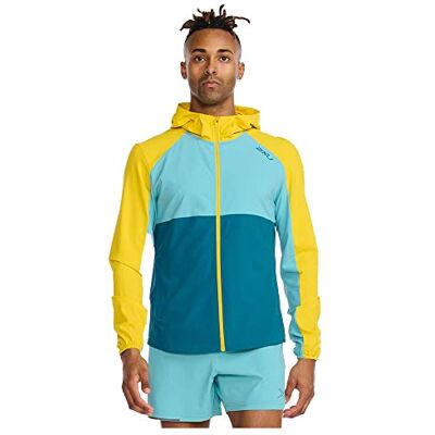 2XU Herren Aero Jacket Jacke, Sulphur/Oceanside Reflective, S 2XU Herren Aero Jacket Jacke, Sulphur/Oceanside Reflective, S