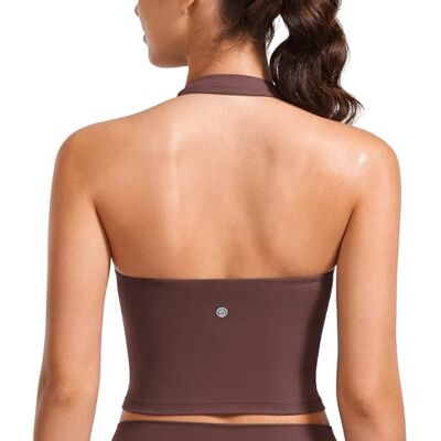 CRZ YOGA Butterluxe Neckholder Crop Tank Tops Leichter Halt, Herausnehmbare Pads, Yoga, Extrem Weich, Offener Rücken, Longline Sport BHs für Damen CRZ YOGA Butterluxe Neckholder Crop Tank Tops Leichter Halt, Herausnehmbare Pads, Yoga, Extrem Weich, Offener Rücken, Longline Sport BHs für Damen