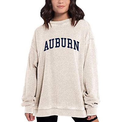 chicka-d NCAA Damen Burnout Fleece Pullover, Damen, Hellbeige, Large chicka-d NCAA Damen Burnout Fleece Pullover, Damen, Hellbeige, Large