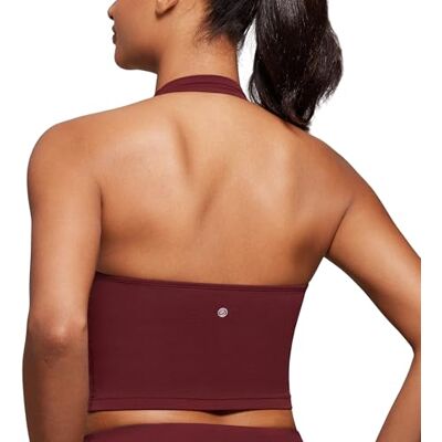 CRZ YOGA Butterluxe Neckholder Crop Tank Tops Leichter Halt, Herausnehmbare Pads, Yoga, Extrem Weich, Offener Rücken, Longline Sport BHs für Damen CRZ YOGA Butterluxe Neckholder Crop Tank Tops Leichter Halt, Herausnehmbare Pads, Yoga, Extrem Weich, Offener Rücken, Longline Sport BHs für Damen